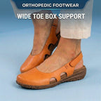 Orthopedic Leather Peep-Toe Flats - Side Cutout Detail