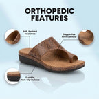Orthopedic Leather Toe-Loop Slide Sandals - Woven Texture Pattern