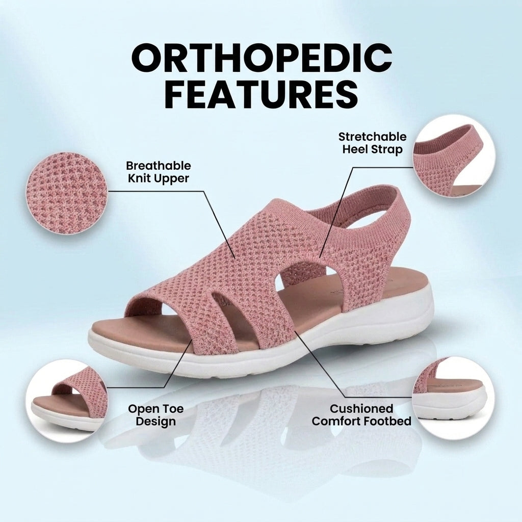 Orthopedic Knit Platform Sandals - Cutout Design & Slingback Strap