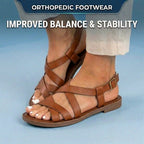 Orthopedic Leather Gladiator Sandals - Cross-Strap Ankle Buckle