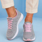 Orthopedic Mesh Running Sneakers - Breathable Knit Pattern & Contrast Trim