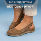 Orthopedic Suede Perforated Slip-On Flats - Scalloped Wave Detail