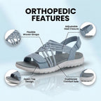 Orthopedic Mixed-Material Sandals - Crossover Straps & Dual-Tone Design