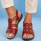 Orthopedic Leather Gladiator Slide Sandals - Celtic Knot & Studded Design