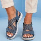 Orthopedic Mixed-Material Sandals - Crossover Straps & Dual-Tone Design
