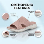 Orthopedic Knit Slide Sandals - Wide Cutout Band Design & Breathable Mesh Construction