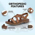 Orthopedic Leather Gladiator Sandals - Cross-Strap Ankle Buckle