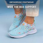 Orthopedic Knit Slip-On Sneakers - Butterfly & Floral Print & Crystal Embellishments