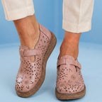 Orthopedic Leather Perforated Mary Janes - Floral Cutout T-Strap