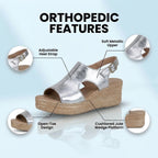 Orthopedic Metallic Croc Platform Sandals - Espadrille Wedge & Studded Trim