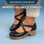 Orthopedic Leather Platform Heels - Crisscross Ankle Strap