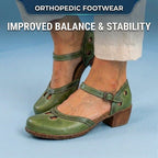 Orthopedic Leather Color-Block Mary Janes - Cutout Pattern & Dual-Buckle