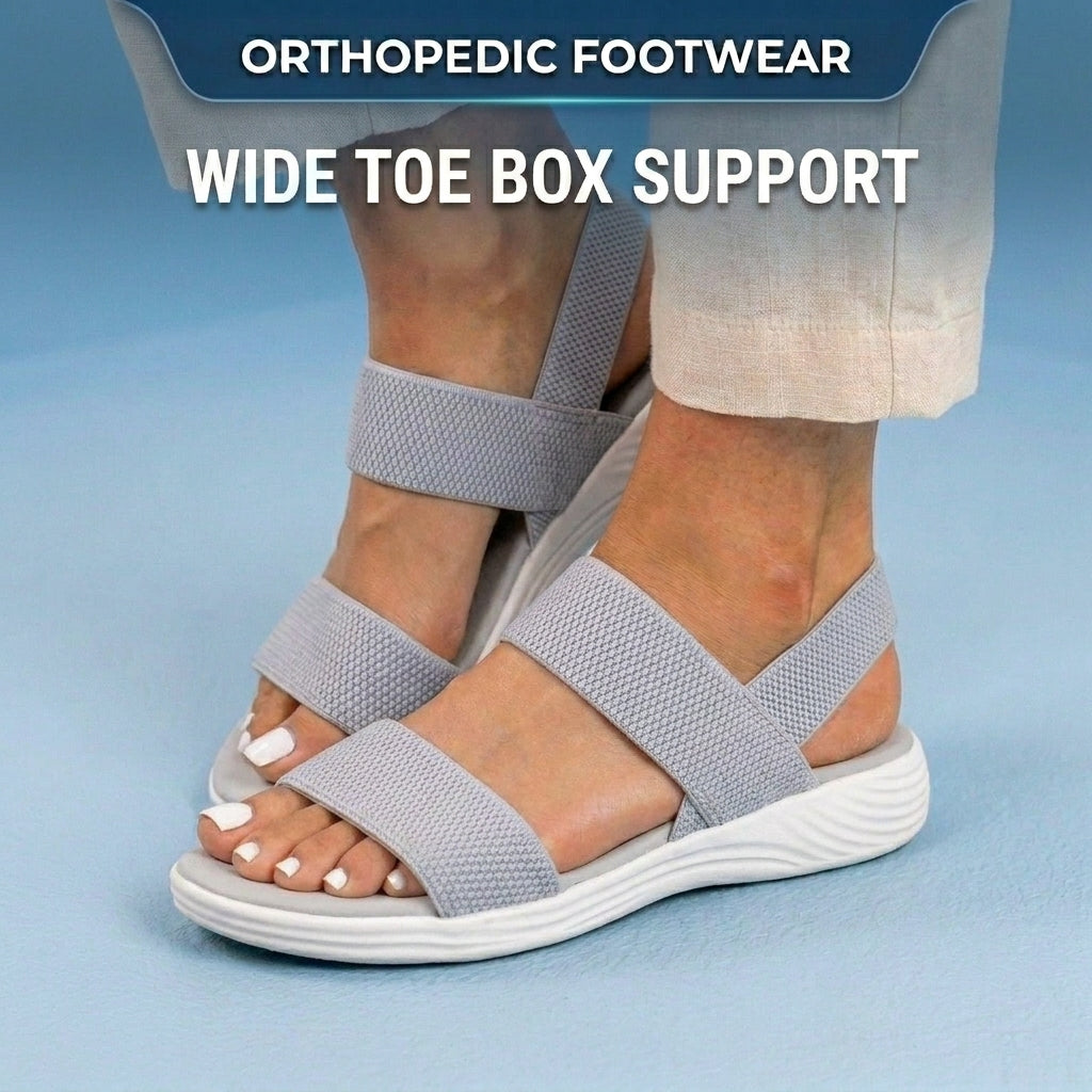 Orthopedic Mesh Sport Rocker Sandals - Slip-On Elastic Straps