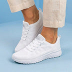 Orthopedic Mesh Running Sneakers - Breathable Knit Pattern & Contrast Trim