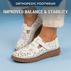 Orthopedic Leather Perforated Mary Janes - Floral Cutout T-Strap
