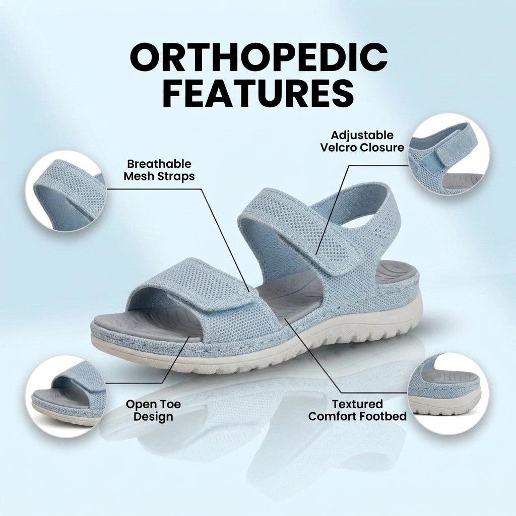 Orthopedic Mesh Sandals - Dual Strap Design & Textured Slip-Resistant Sole