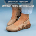 Orthopedic Leather Peep-Toe Flats - Side Cutout Detail