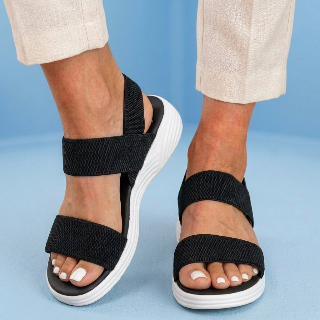 Orthopedic Mesh Sport Rocker Sandals - Slip-On Elastic Straps