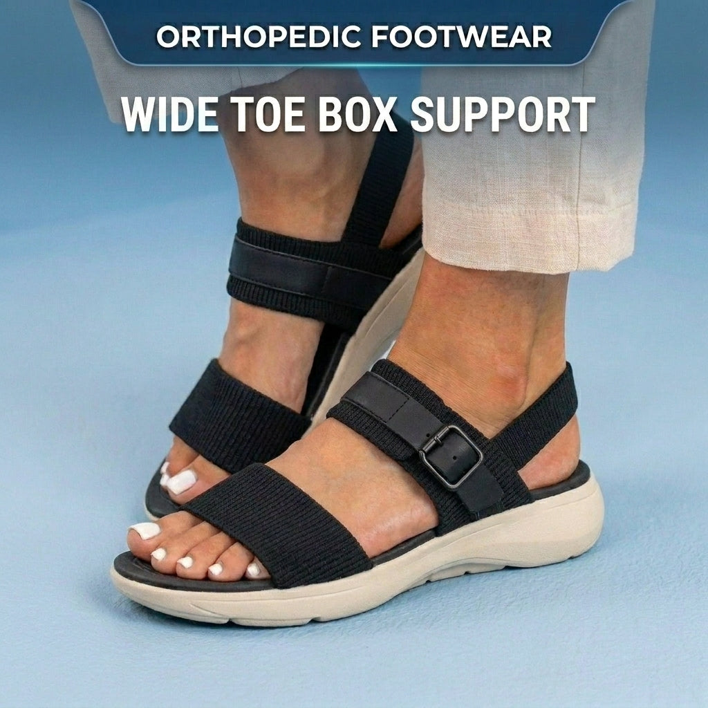 Orthopedic Canvas Sandals - Double Strap Buckle Design & Contoured Footbed