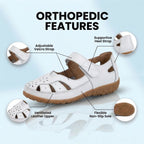 Orthopedic Leather Mary Jane Sandals - Perforated Design & Grip Sole