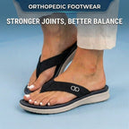 Orthopedic Leather Flip Flops - Thong Style Design & Gold Accent Hardware