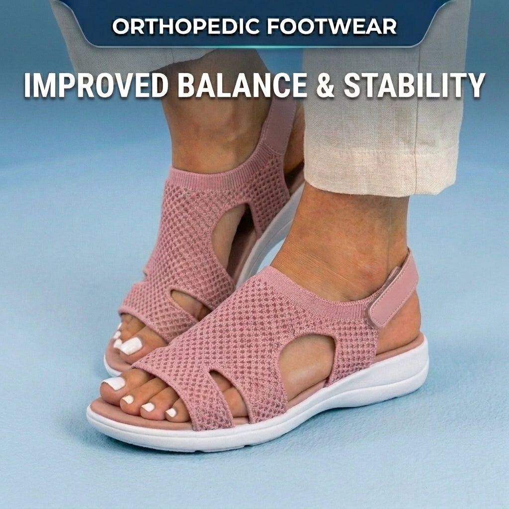 Orthopedic Knit Platform Sandals - Cutout Design & Slingback Strap