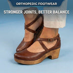 Orthopedic Leather Platform Heels - Crisscross Ankle Strap