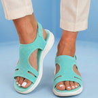 Orthopedic Knit Platform Sandals - Cutout Design & Slingback Strap
