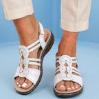 Orthopedic Leather Gladiator Slide Sandals - Celtic Knot & Studded Design