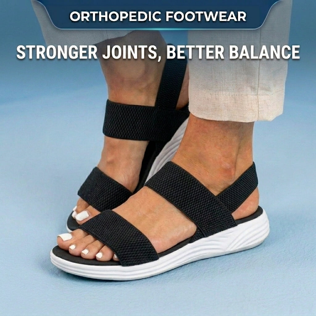 Orthopedic Mesh Sport Rocker Sandals - Slip-On Elastic Straps