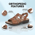 Orthopedic Leather Gladiator Slide Sandals - Celtic Knot & Studded Design
