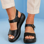 Orthopedic Leather Perforated Sandals – Adjustable Ankle Strap