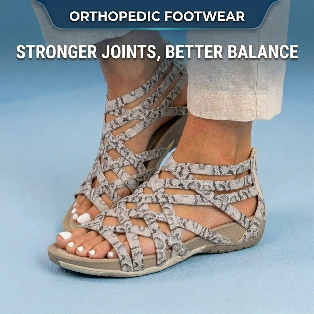 Orthopedic Gladiator Sandals - Multi-Strap Ankle Design