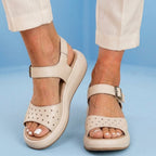 Orthopedic Leather Perforated Sandals – Adjustable Ankle Strap