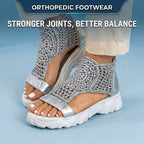 Orthopedic Platform Sport Sandals - Metallic Ankle Wrap & Chunky Sole
