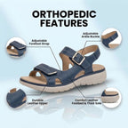 Orthopedic Leather Sport Sandals - Double Buckle Adjustable Straps