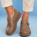 Orthopedic Leather Perforated Mary Janes - Floral Cutout T-Strap