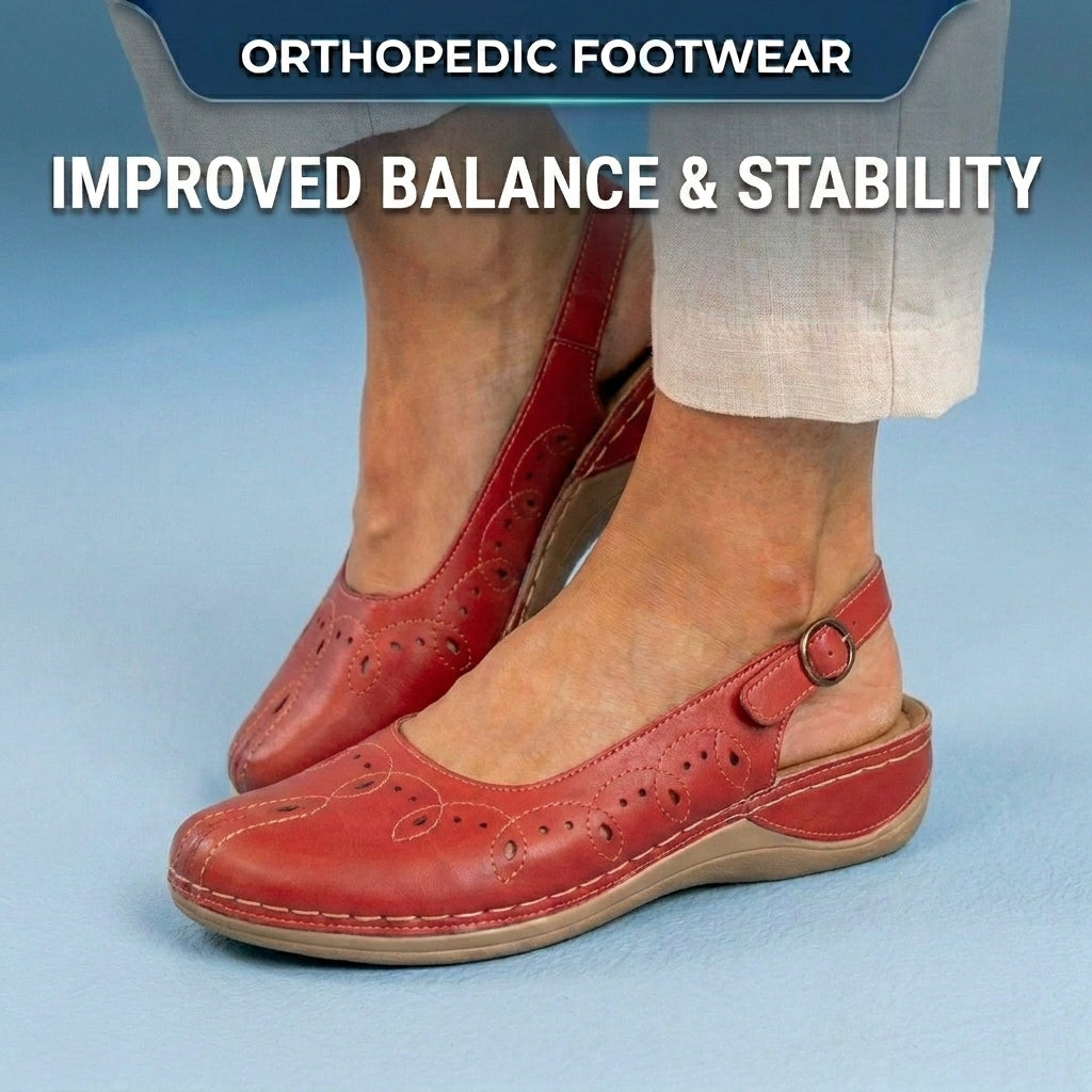 Orthopedic Suede Perforated Slip-On Flats - Scalloped Wave Detail
