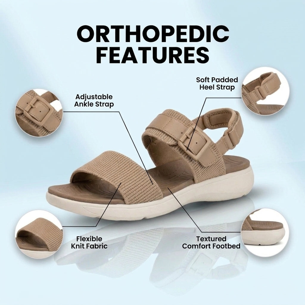 Orthopedic Canvas Sandals - Double Strap Buckle Design & Contoured Footbed