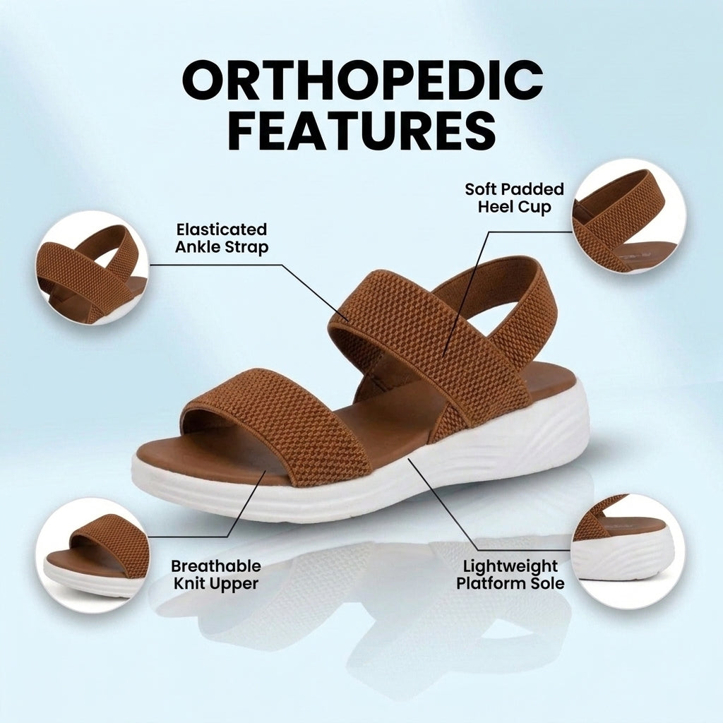 Orthopedic Mesh Sport Rocker Sandals - Slip-On Elastic Straps