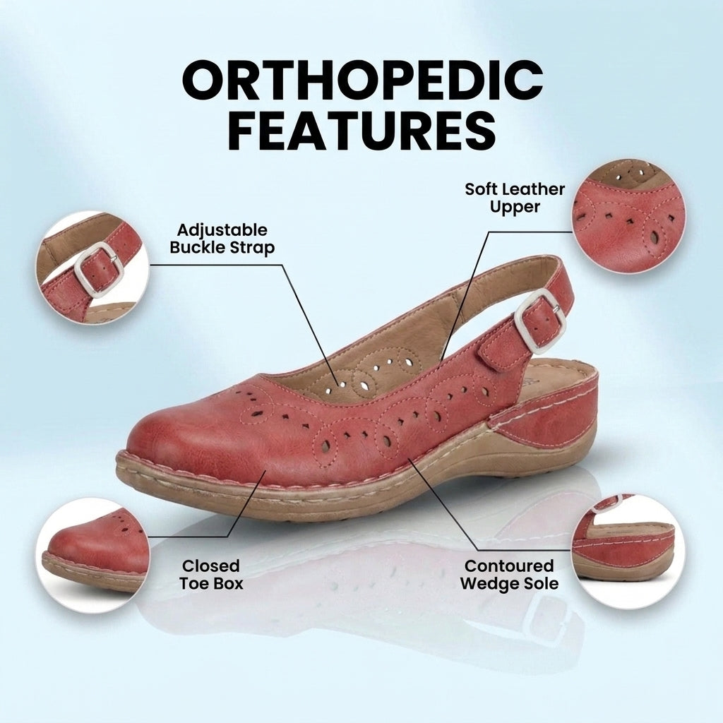 Orthopedic Suede Perforated Slip-On Flats - Scalloped Wave Detail