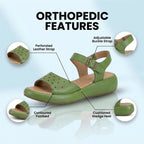 Orthopedic Leather Perforated Sandals – Adjustable Ankle Strap