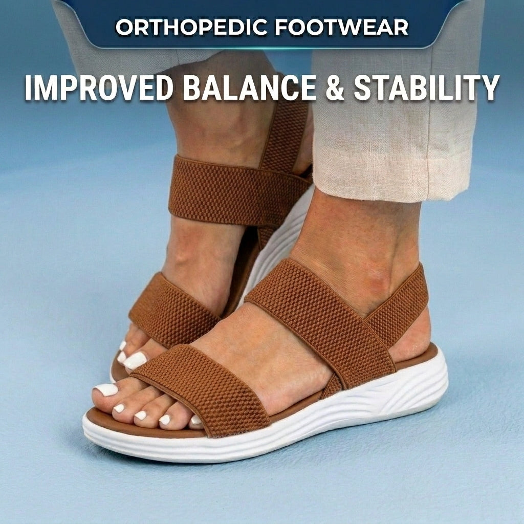 Orthopedic Mesh Sport Rocker Sandals - Slip-On Elastic Straps