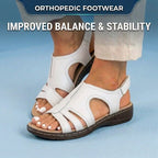 Orthopedic Leather Wave Cutout Sandals - Curved Contour Design