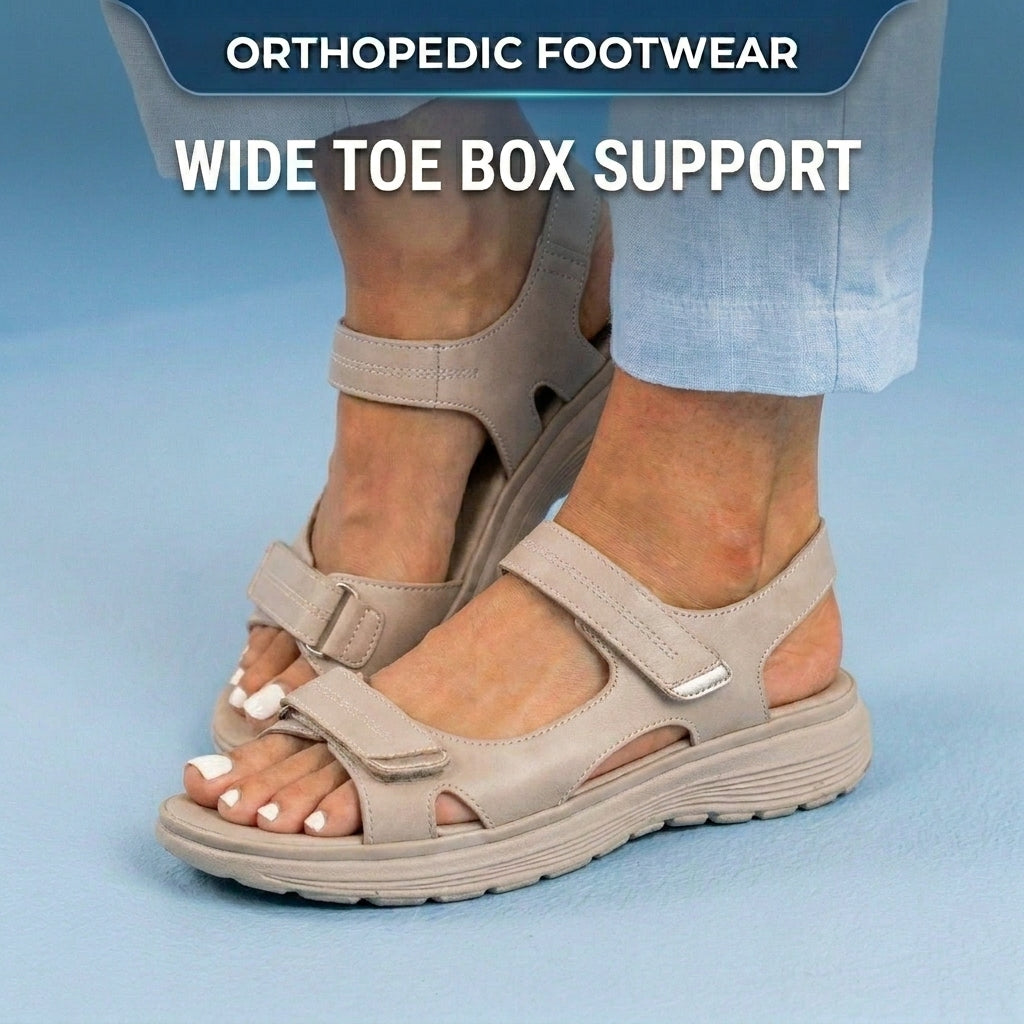 Orthopedic Leather Sport Sandals - Double Buckle Adjustable Straps