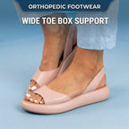 Orthopedic Leather Platform Sandals - Slingback Peep-Toe