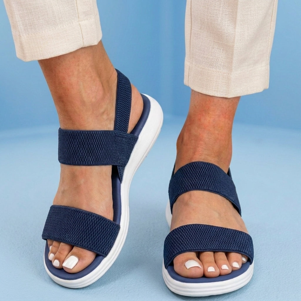 Orthopedic Mesh Sport Rocker Sandals - Slip-On Elastic Straps