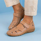 Orthopedic Leather Mary Jane Sandals - Perforated Design & Grip Sole