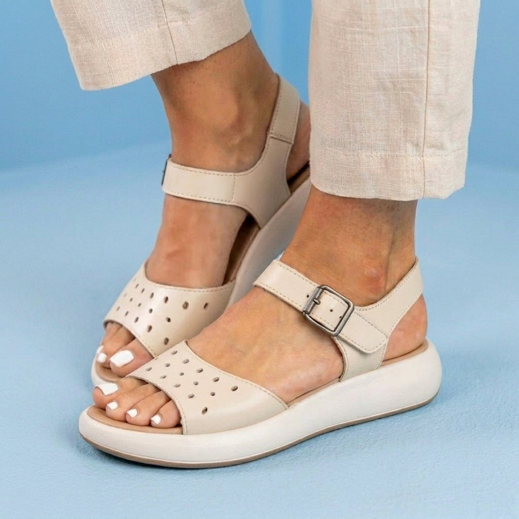 Orthopedic Leather Perforated Sandals – Adjustable Ankle Strap