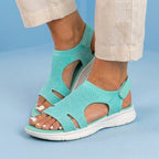Orthopedic Knit Platform Sandals - Cutout Design & Slingback Strap